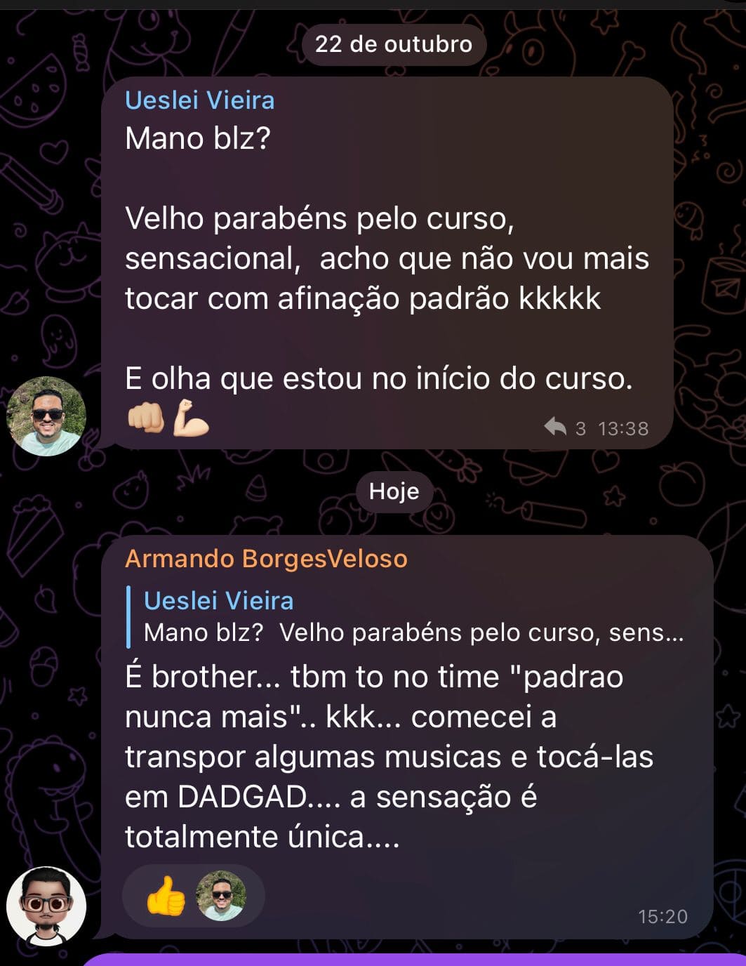 Depoimento de alunos sobre a experiência com o método DADGAD